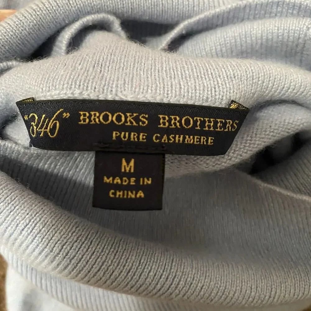 Brooks Brother Women’s Turtleneck Long Sleeve Cashmere Dusty Blue Sweater Medium